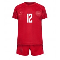 Koszulka piłkarska Dania Kasper Dolberg #12 Strój Domowy dla dzieci MŚ 2022 tanio Krótki Rękaw (+ Krótkie spodenki)
